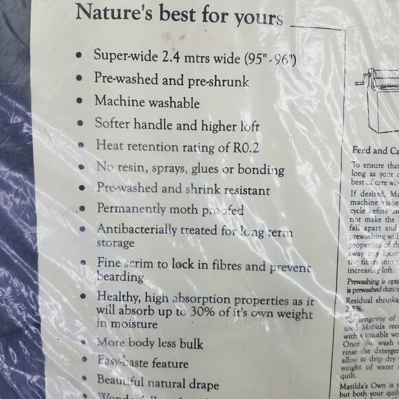 Matilda's Own Needle Punched Wool Blend Batting Queen Size 108" x 95" Quilting - Picture 7 of 10